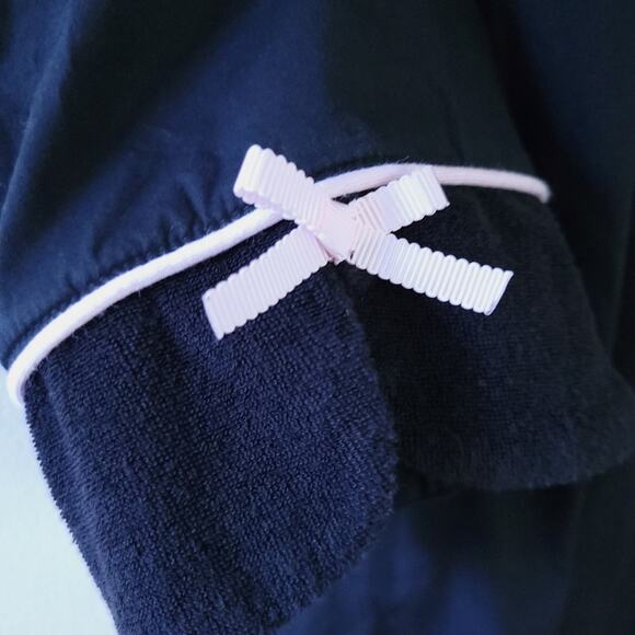 Kate Spade Robe Night Owl Xsmall Small Black Pink Shortie Robe, No Tie - Picture 7 of 8